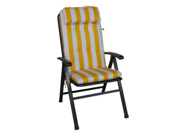 Coussin de chaise dossier haut jaune/blanc