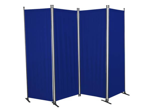 Paravent en 4 parties PE bleu