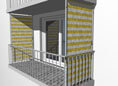 Store Balcon vertical jaune-blanc