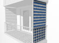 Toile de store balcon vertical bleu-blanc