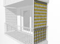 Toile de store balcon vertical jaune-blanc