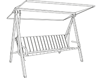 Instruction de montage balancelle carrée pliable avec siège en polypropylène et toit droit