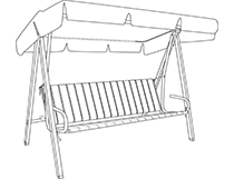 Instruction de montage balancelle carrée pliable avec siège en polypropylène et toit ondulé